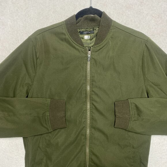 Tahari Bomber Jacket Women's M/L Green Polyester Full Zip Lightweight Lined - Picture 1 of 11